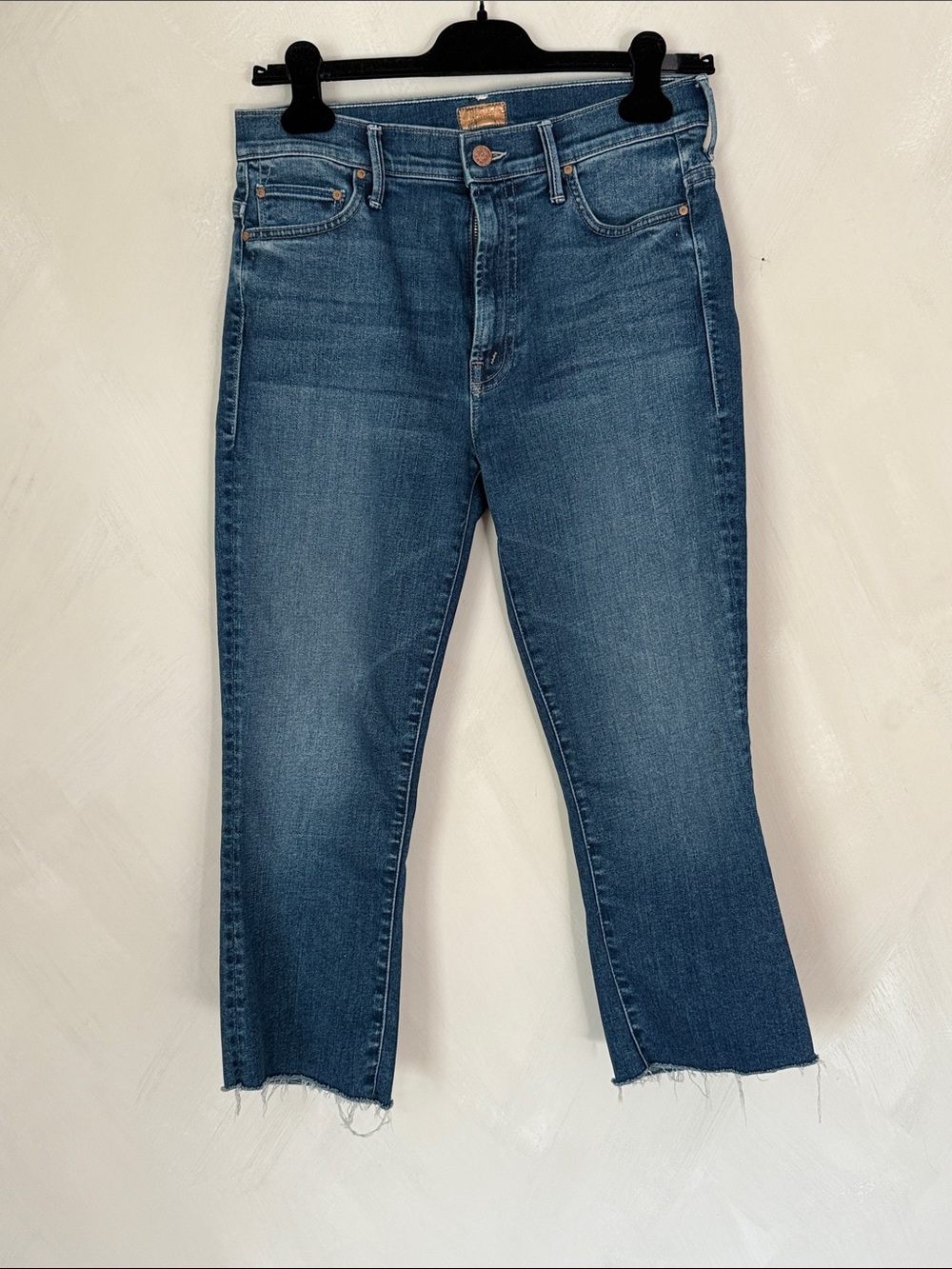 Dark Wash - Mother Shay Cropped Fray